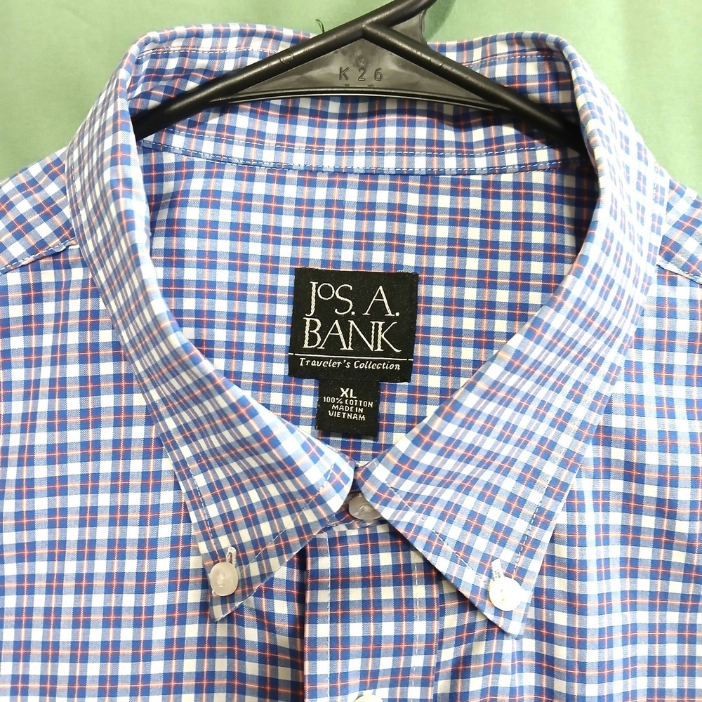 JoS. A. BANK Traveler's Collection Men's Size XL Plaid Dress Shirt